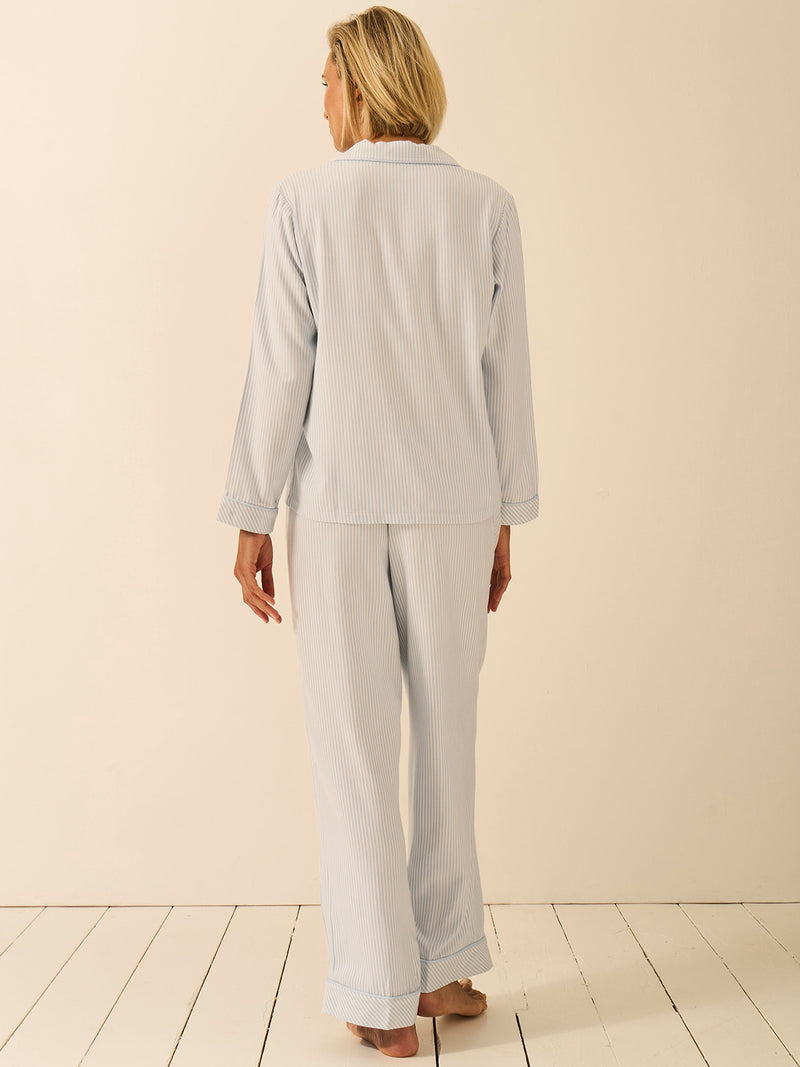 Soft Brushed Woven Pajama Bottoms - Blue Mini Stripe