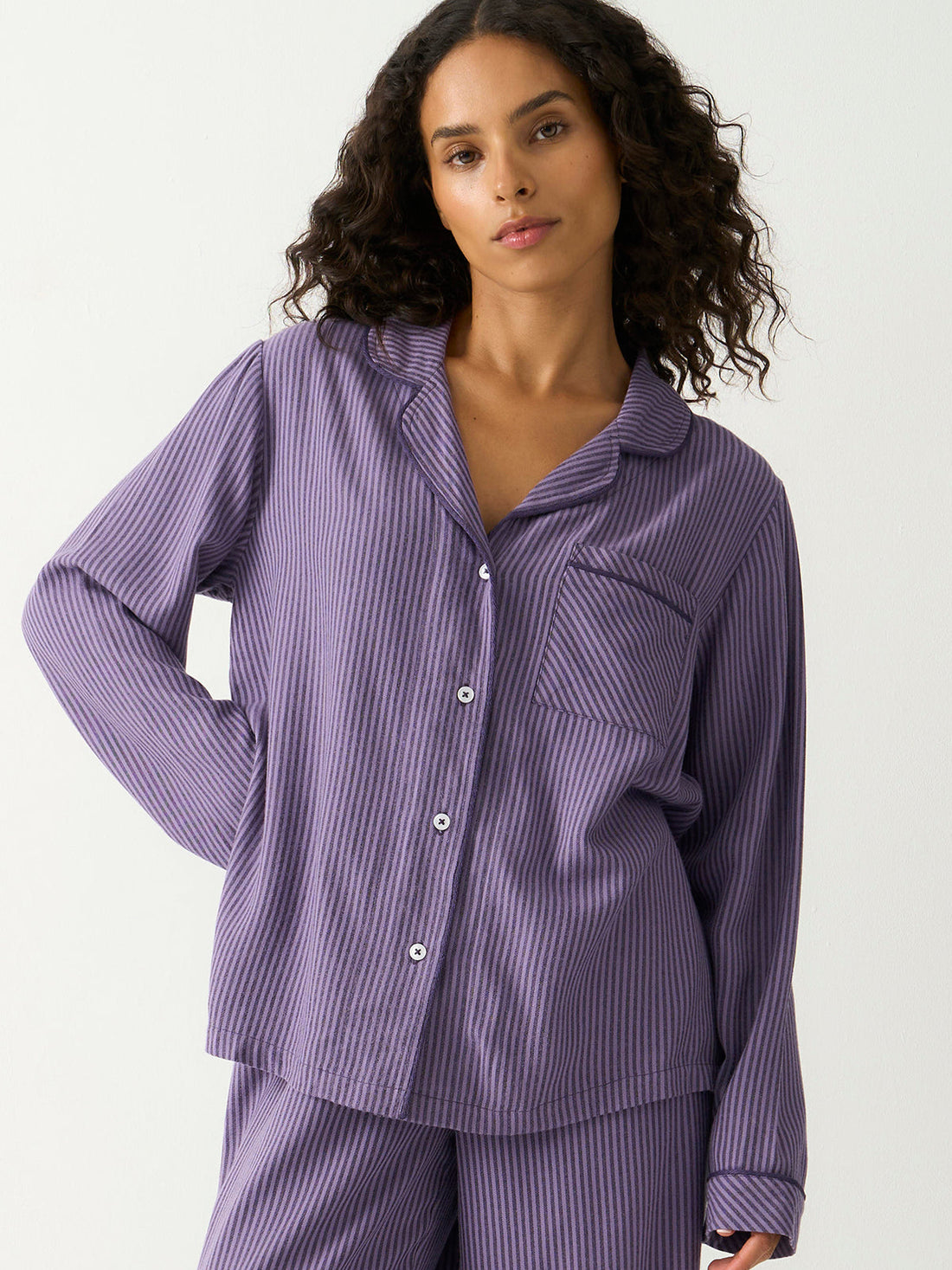Soft Brushed Woven Pajama Top - Night Fog