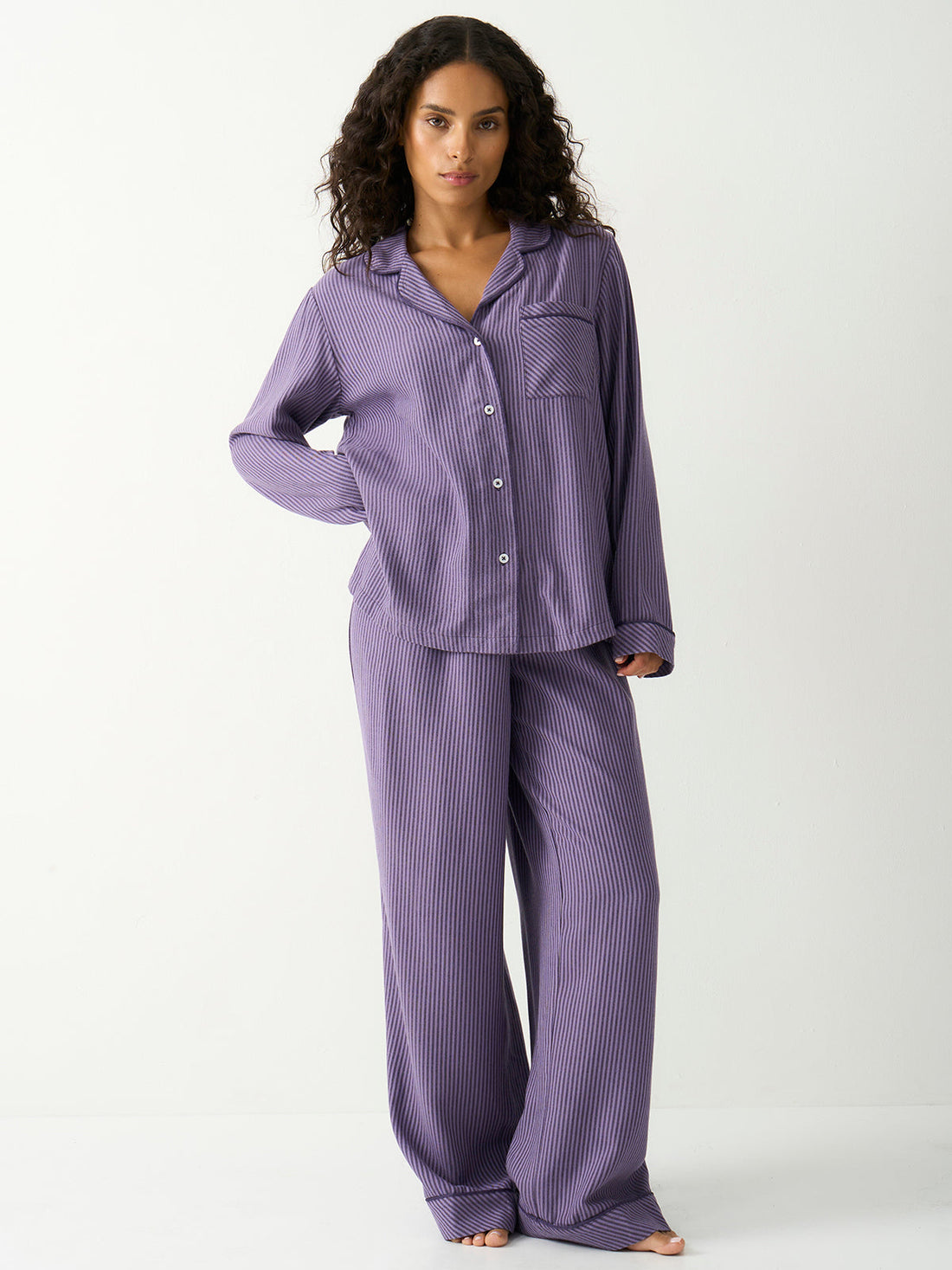 Soft Brushed Woven Pajama Bottoms - Night Fog