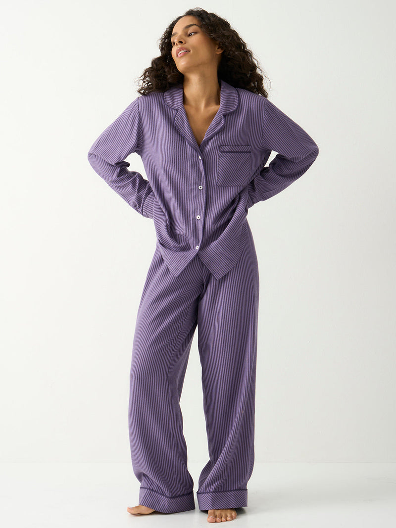 Soft Brushed Woven Pajama Top - Night Fog
