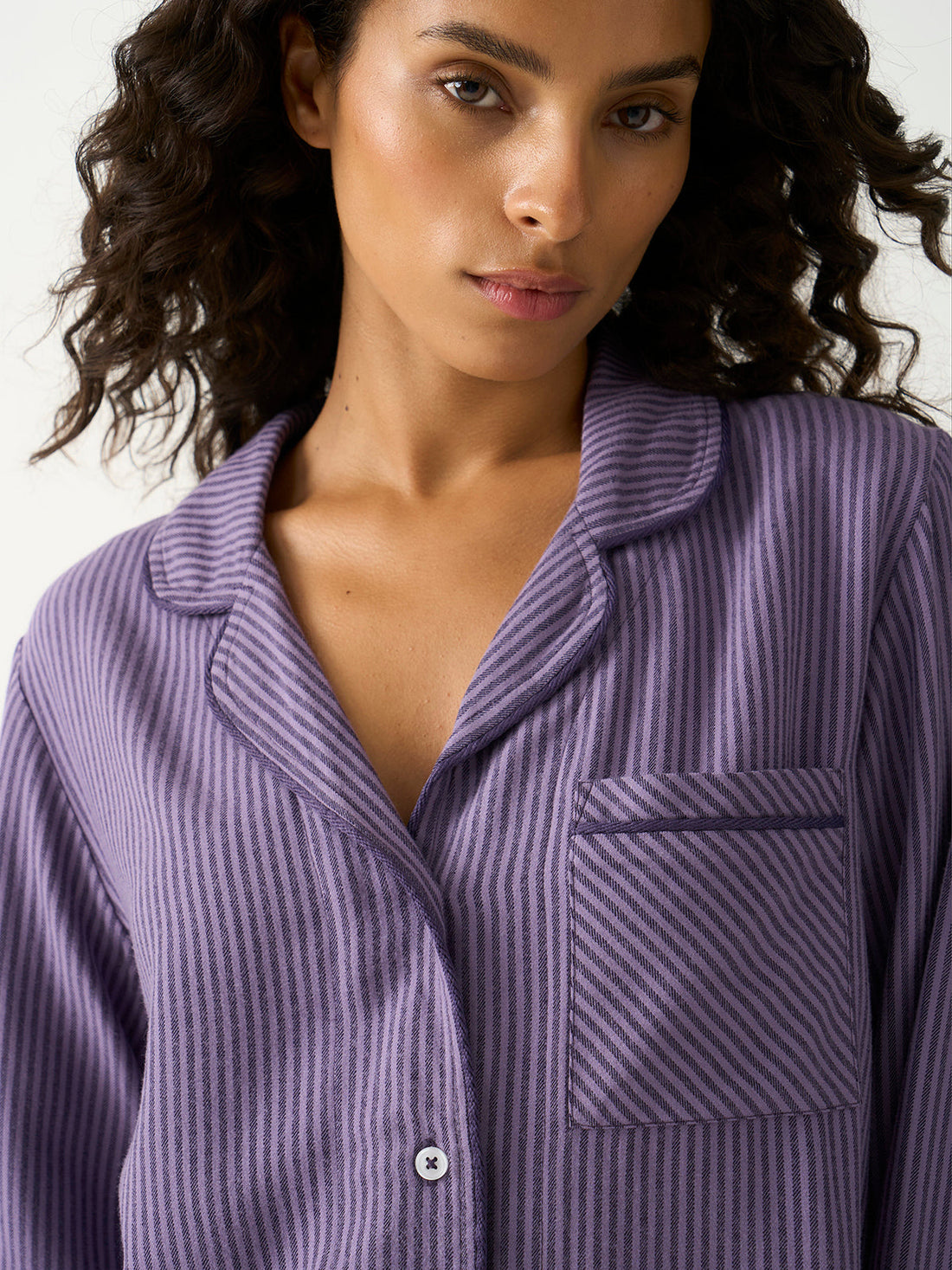 Soft Brushed Woven Pajama Top - Night Fog
