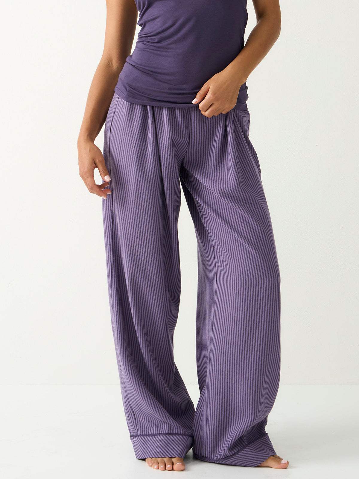 Soft Brushed Woven Pajama Bottoms - Night Fog