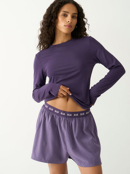 Soft Brushed Woven Pajama Shorts - Night Fog