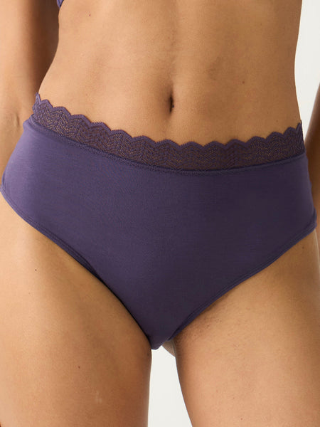 ZigZag Lace High Rise Brief - Night Fog