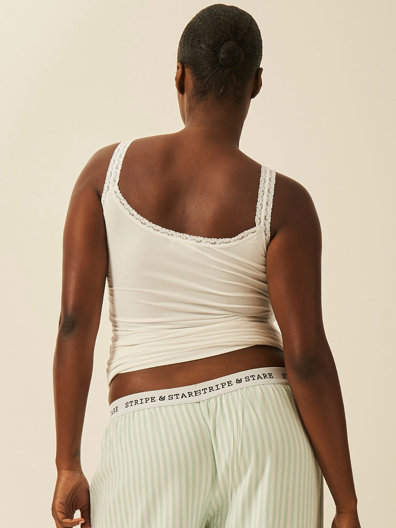 Lace Cami - White | Sustainable TENCEL™ Tank Top – Stripe & Stare USA