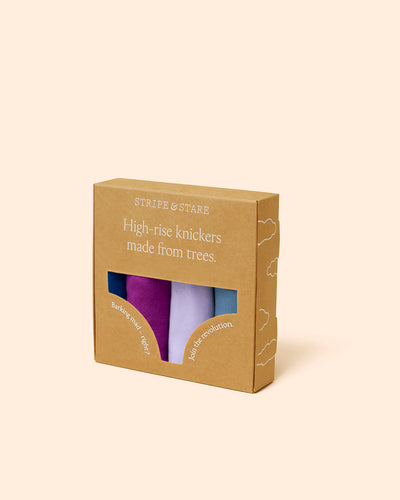 High Rise Brief Four Pack - Orchid Tones Stripe & Stare