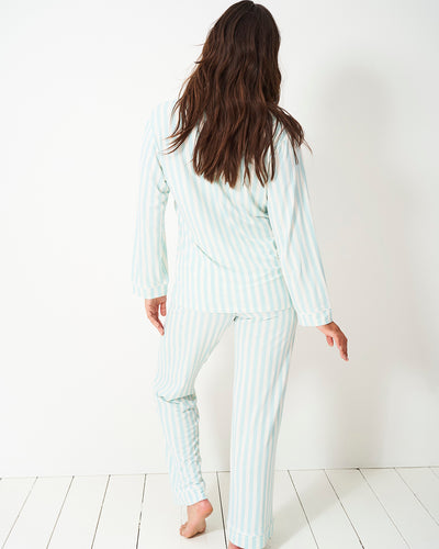 Long Pajama Set - Pale Blue Stripe Stripe & Stare