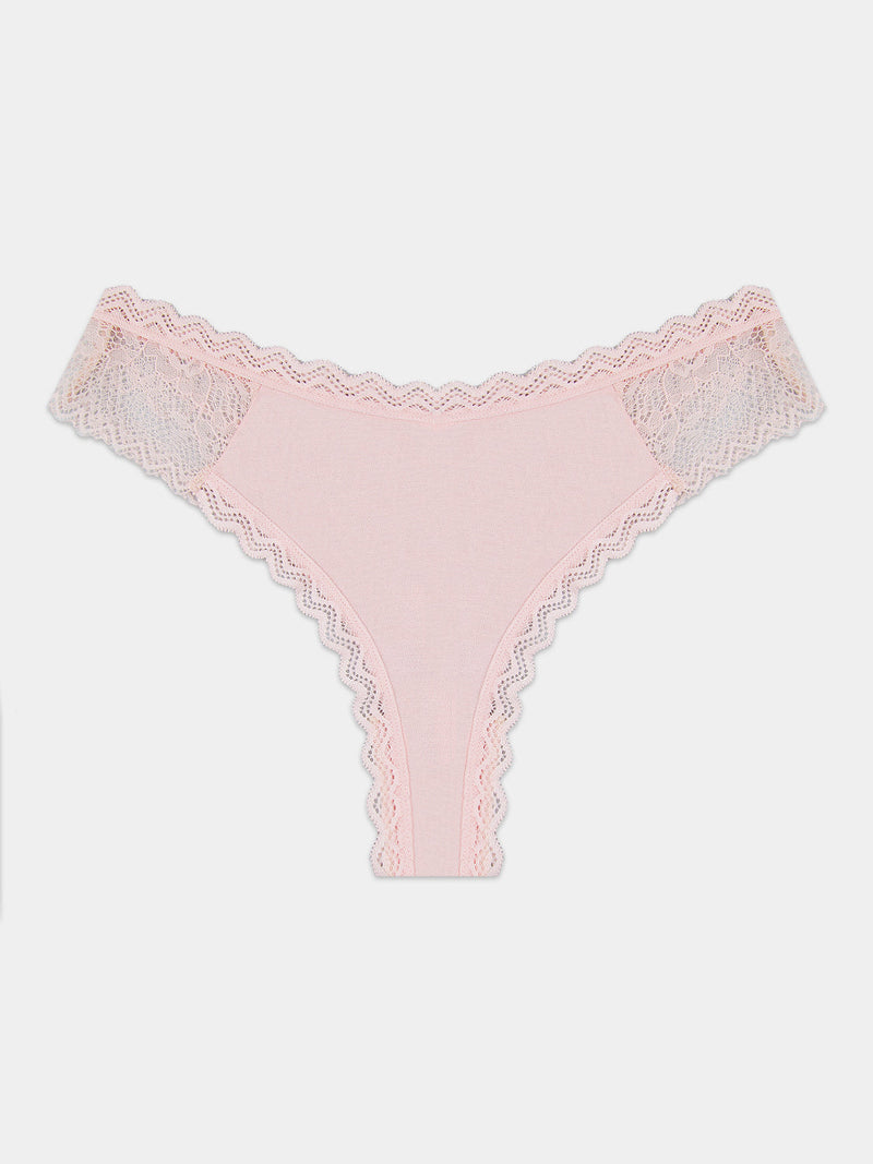Eco Lace Thong - Pale Pink