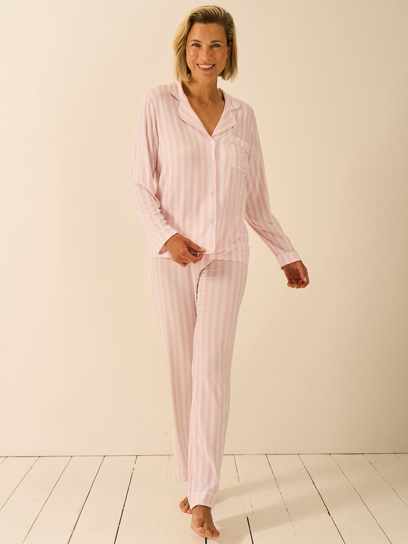 Long Pajama Set - Pale Pink Stripe