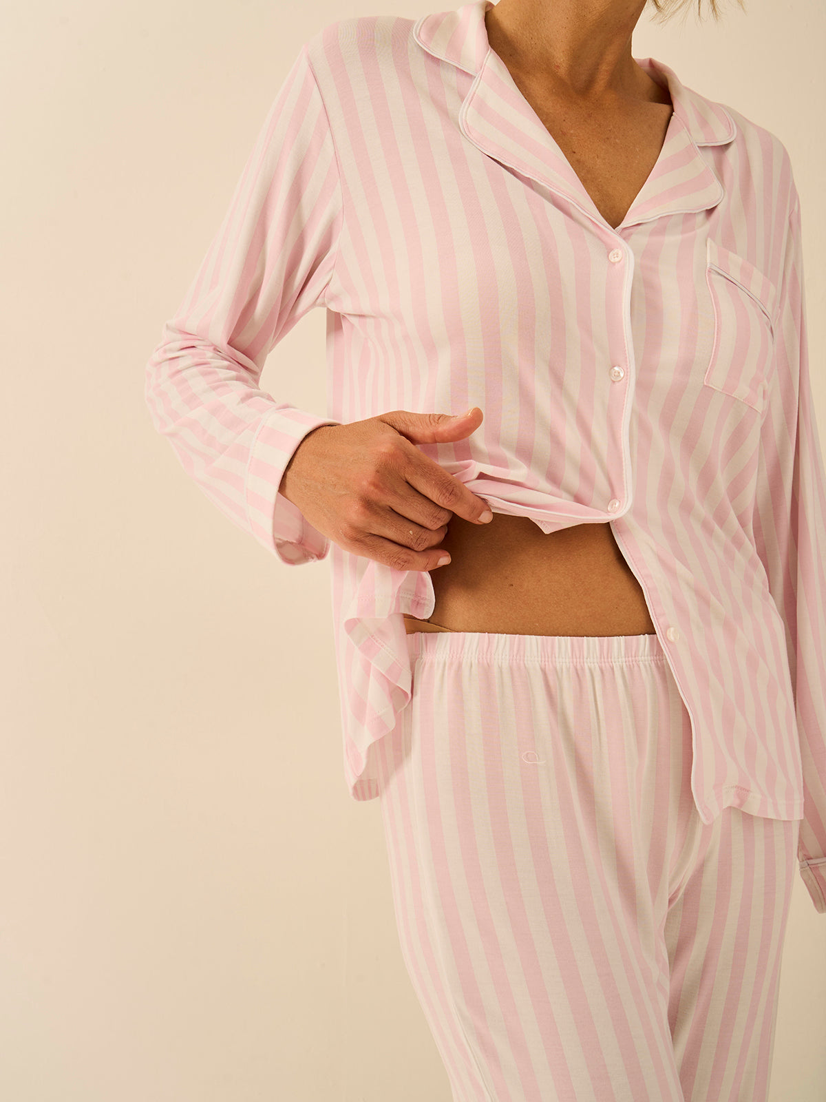 Long Pajama Set - Pale Pink Stripe