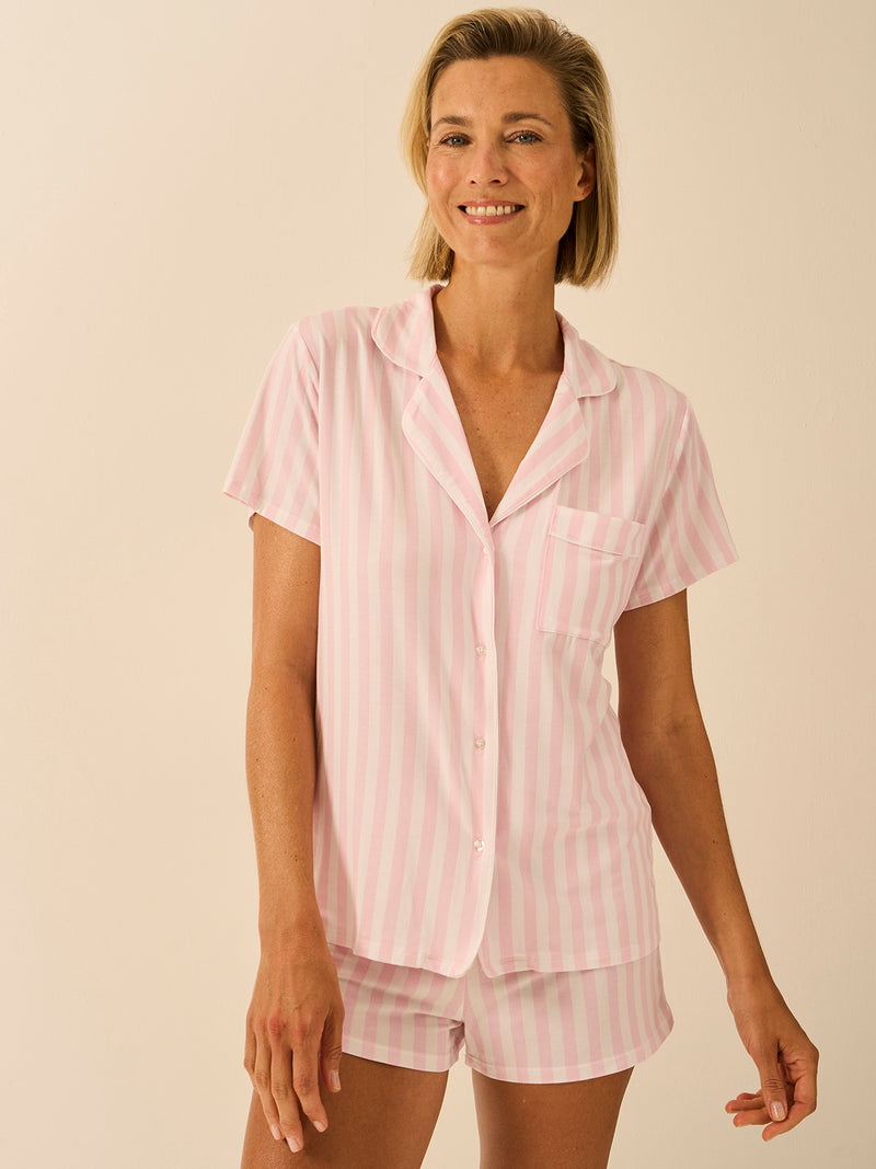Short Pajama Set - Pale Pink Stripe