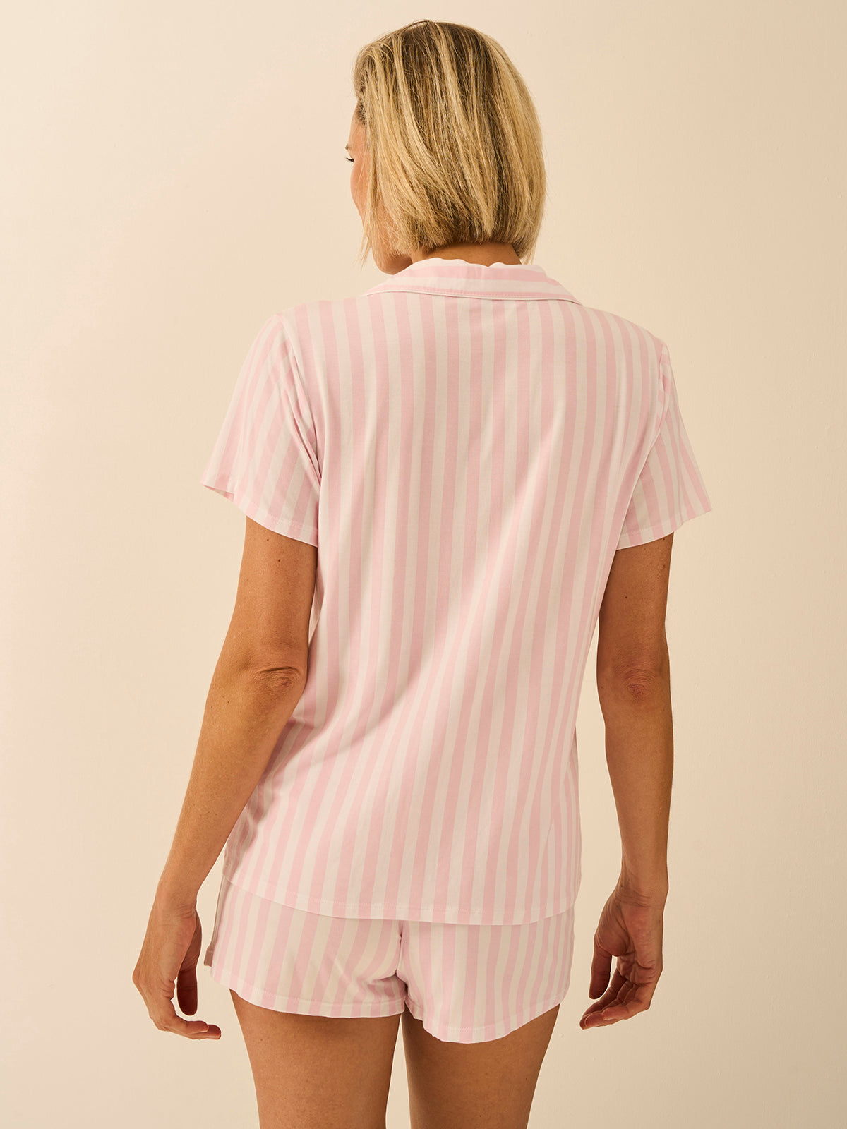 Short Pajama Set - Pale Pink Stripe