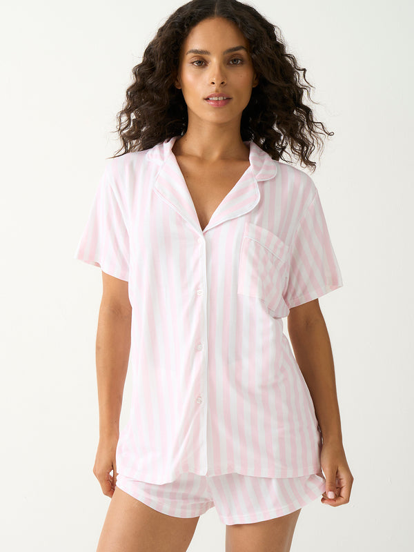 Short Pajama Set - Pale Pink Stripe