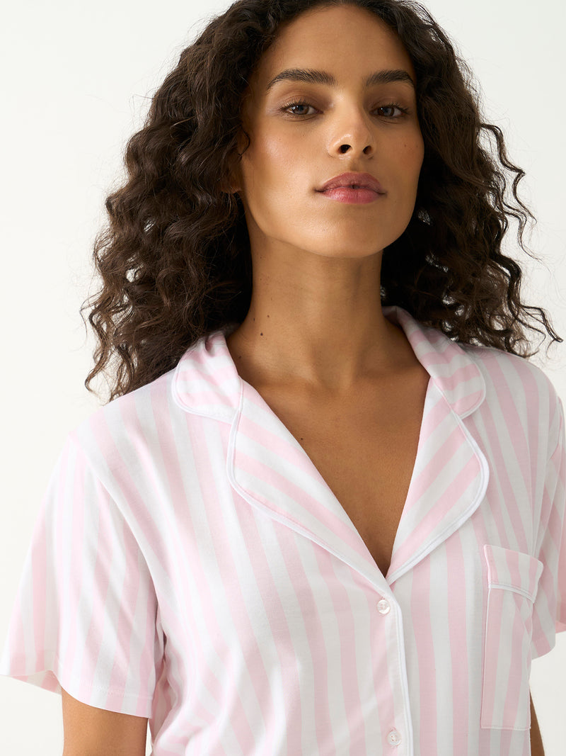 Short Pajama Set - Pale Pink Stripe