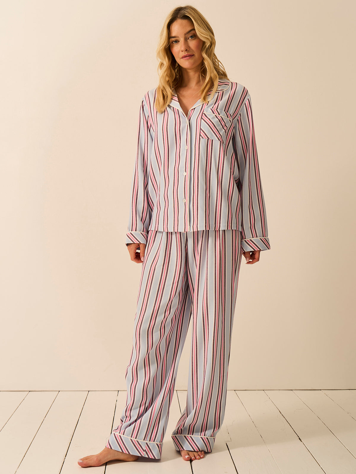 Soft Brushed Woven Pajama Top - Slumber Stripe