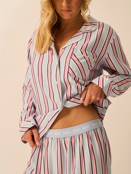 Soft Brushed Woven Pajama Top - Slumber Stripe