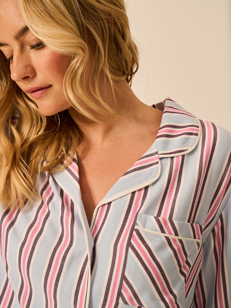 Soft Brushed Woven Pajama Top - Slumber Stripe