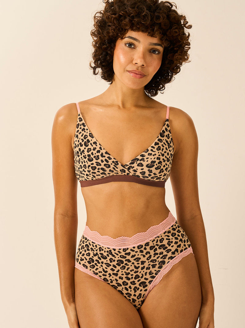 Crossover Bra - Peach Latte Leopard