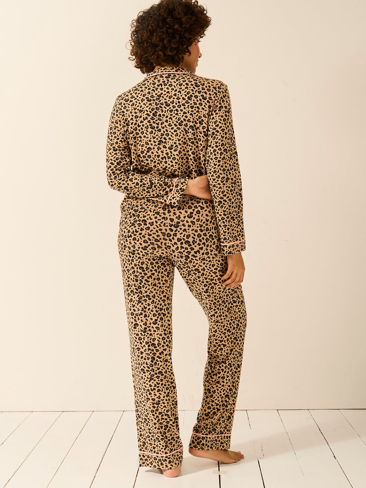 Long Pajama Set - Peach Latte Leopard