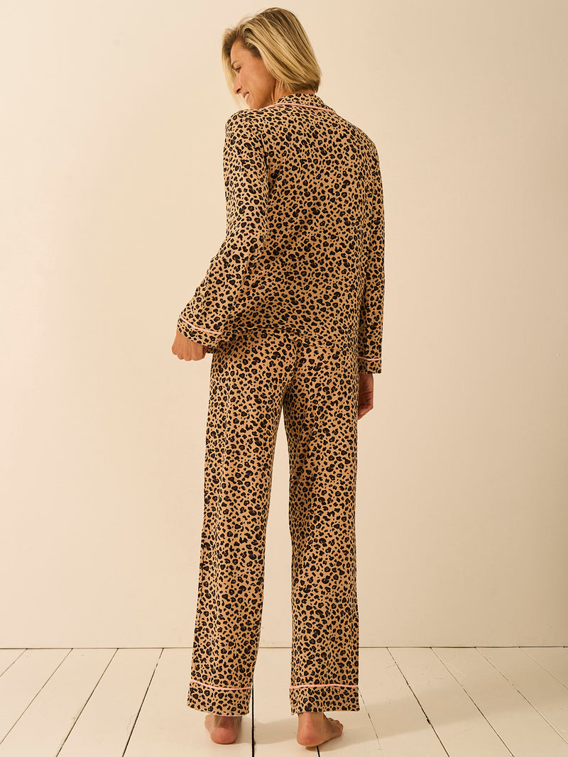 Long Pajama Set - Peach Latte Leopard