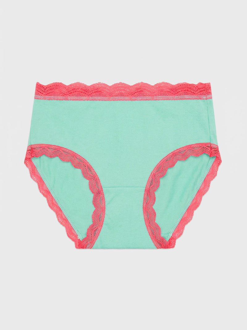 High Rise Brief - Peppermint & Coral Paradise