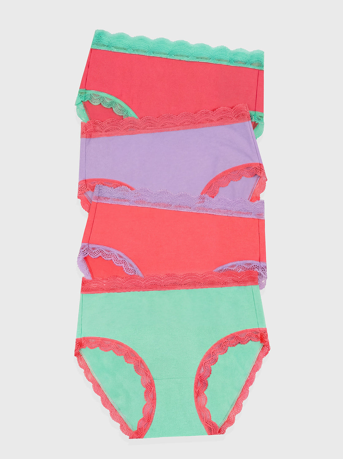 High Rise Brief Four Pack - Peppermint Crush