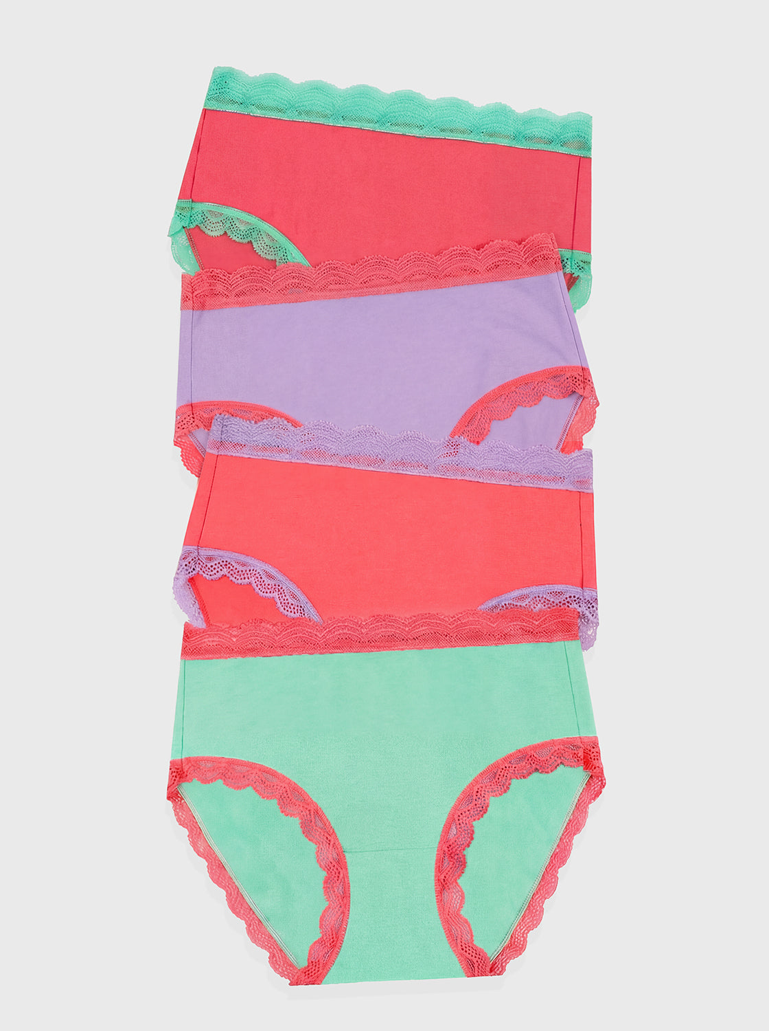 High Rise Brief Four Pack - Peppermint Crush