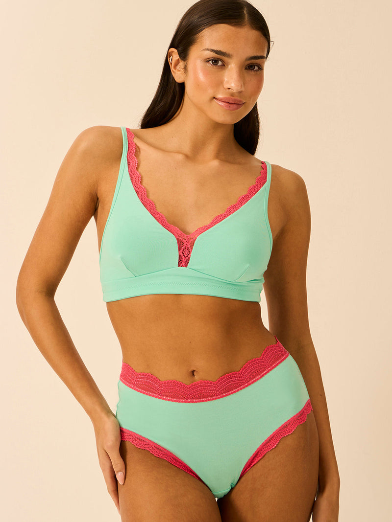 High Rise Brief - Peppermint & Coral Paradise