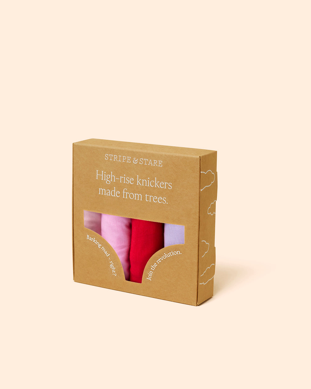 High Rise Knicker Four Pack - Pink and Red Contrast Stripe & Stare