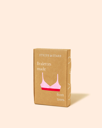 Lace Bralette - Pink and Red Solid Contrast Stripe & Stare
