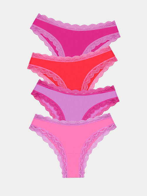 Brazilian Brief Four Pack - Pink Cosmos Contrast
