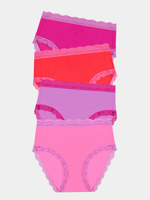 High Rise Brief Four Pack - Pink Cosmos Contrast
