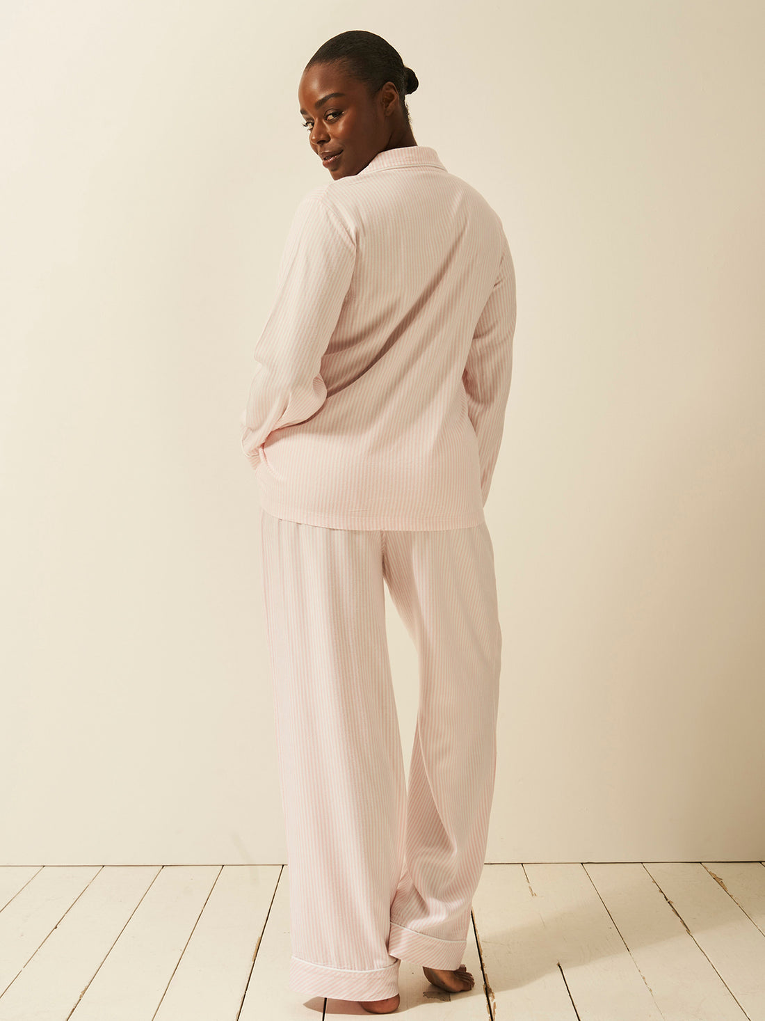 Soft Brushed Woven Pajama Bottoms - Pink Stripe