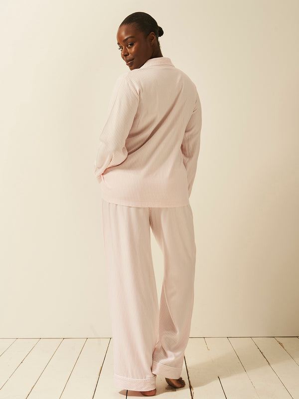Soft Brushed Woven Pajama Bottoms - Pink Stripe Anjos & Lourenco