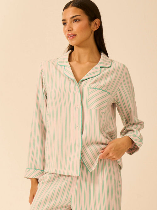 Soft Brushed Woven Pajama Top - Lady Garden