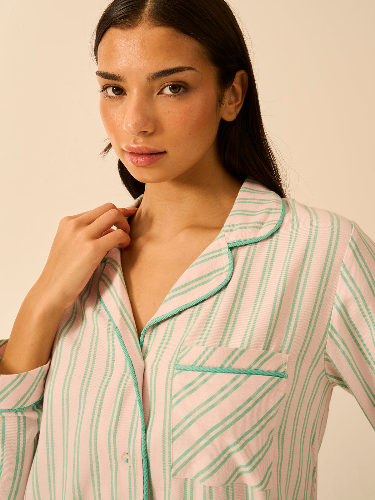 Soft Brushed Woven Pajama Top - Lady Garden