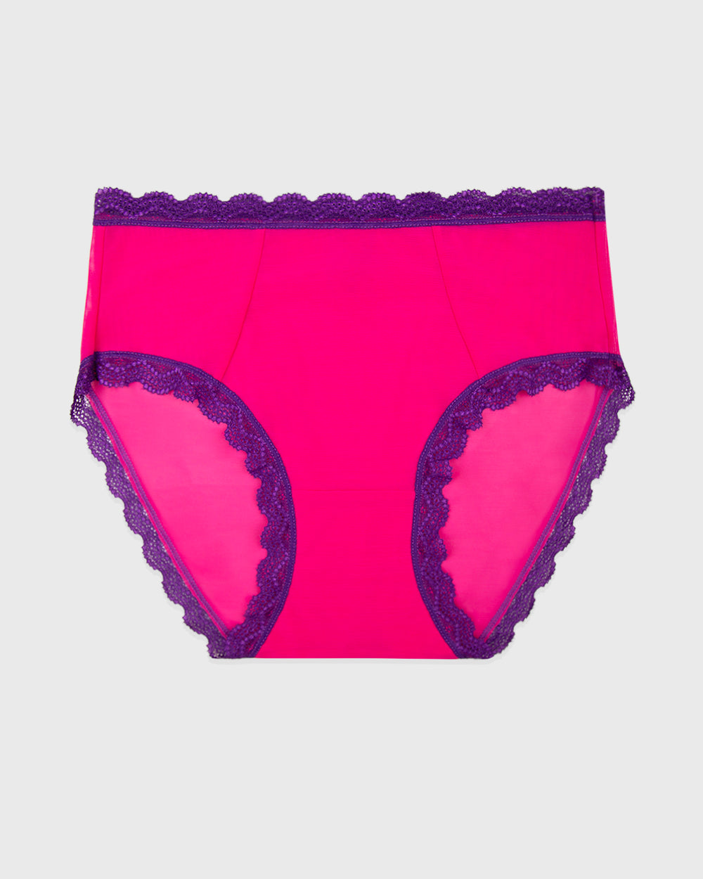 Mesh High Rise Brief - Raspberry & Purple Stripe & Stare