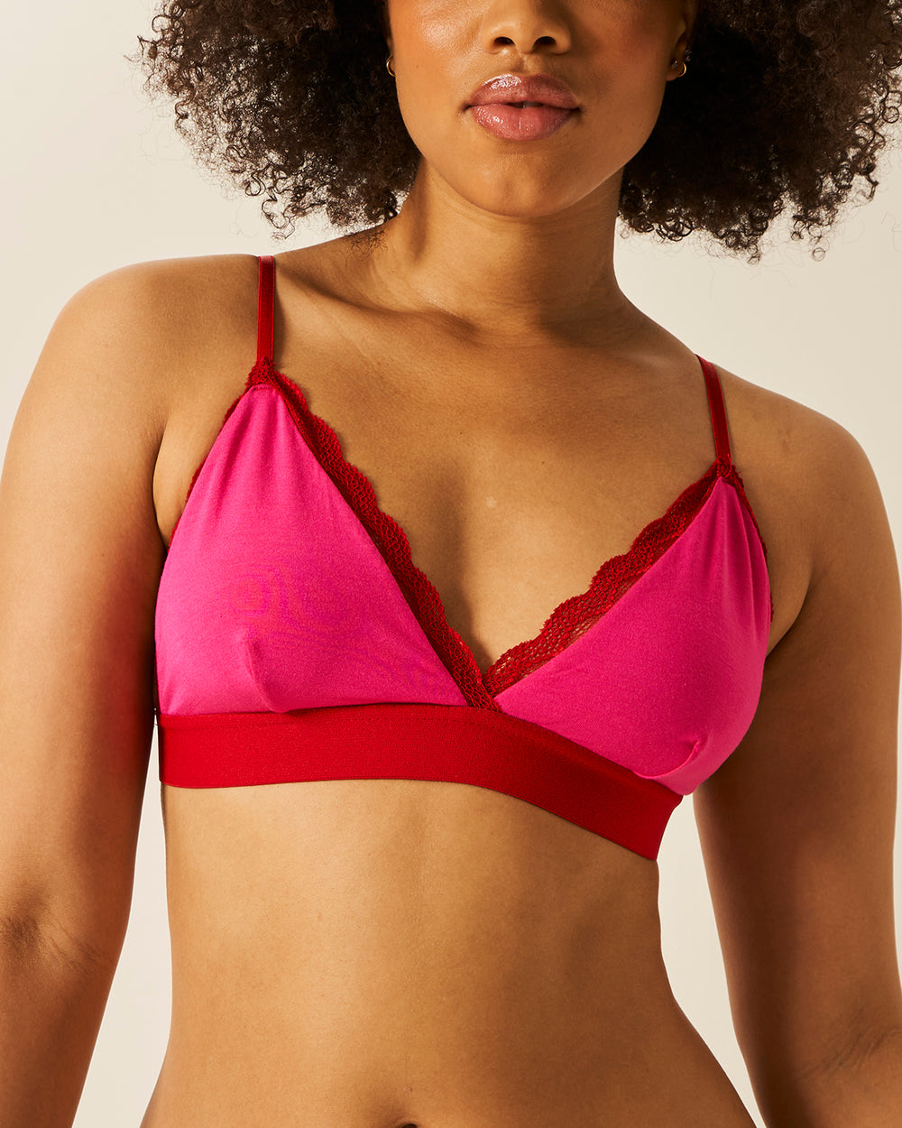 Lace Bralette - Raspberry and Scarlet Stripe & Stare