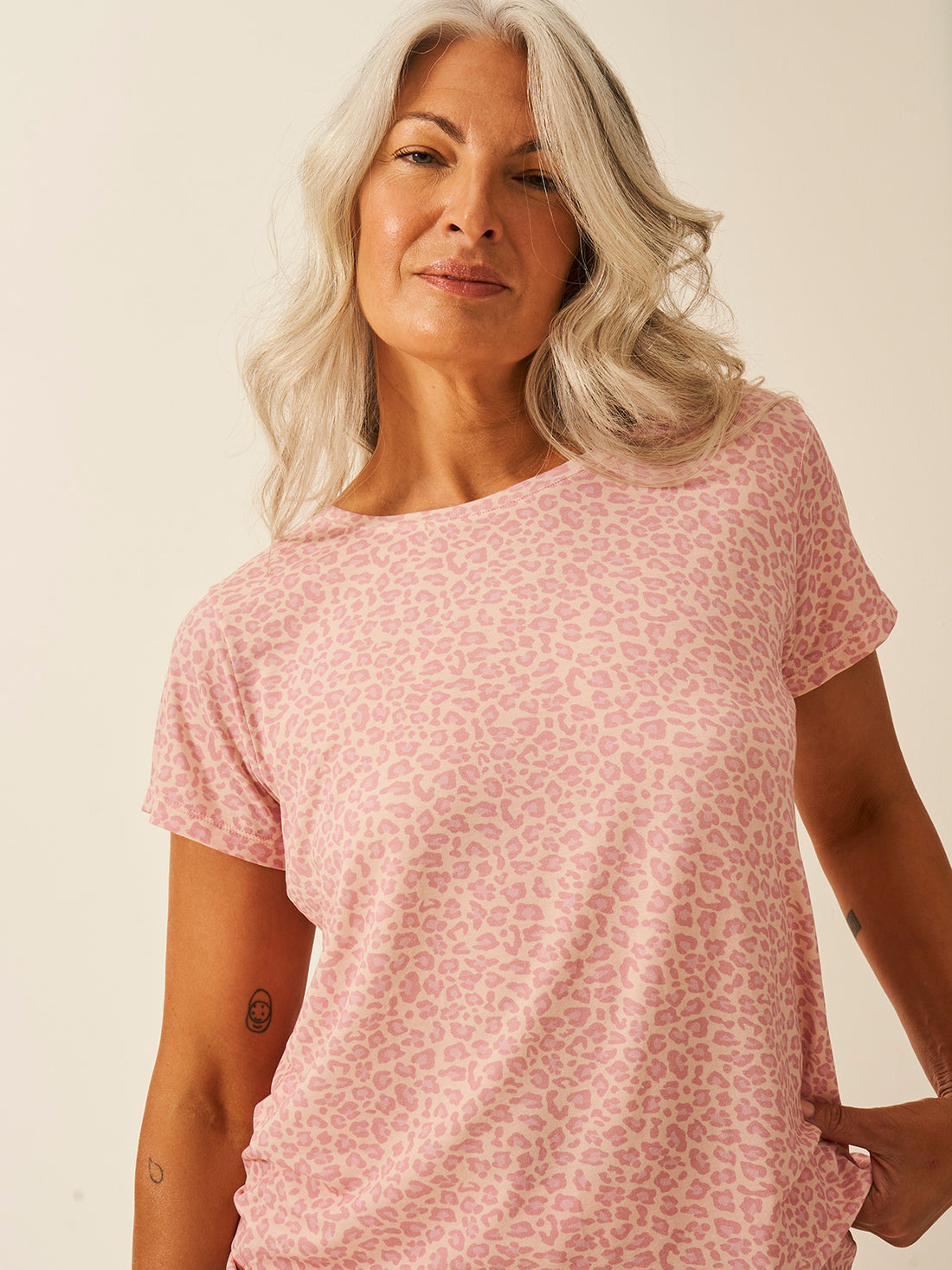 T-shirt & Short Pajama Set- Pink-a-Boo Leopard