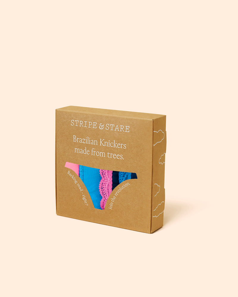 Brazilian Brief Four Pack - Midnight Neon Pink & Blue Charming Garment Enterprises Co