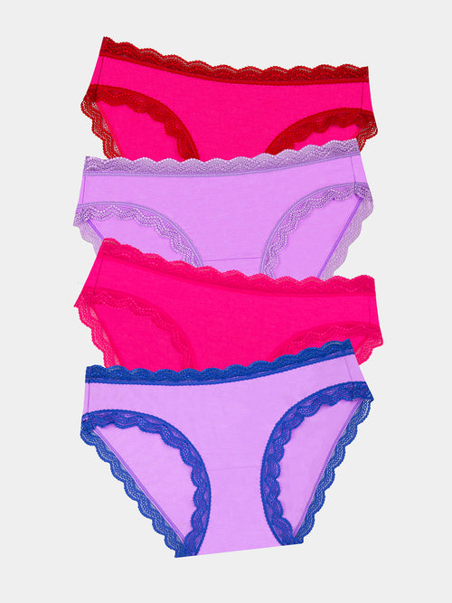 The Original Brief Four Pack - Pinks & Purples Stripe & Stare