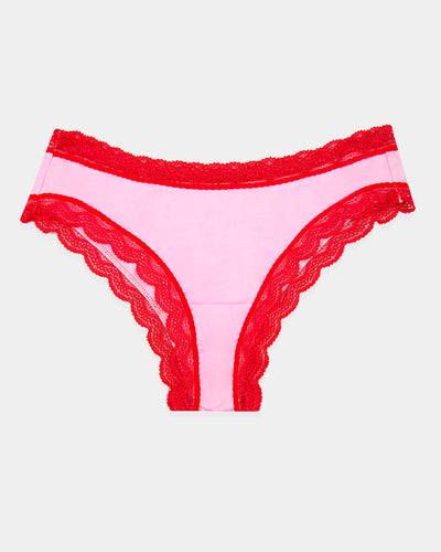 Brazilian Brief - Pink and Red Contrast Stripe & Stare