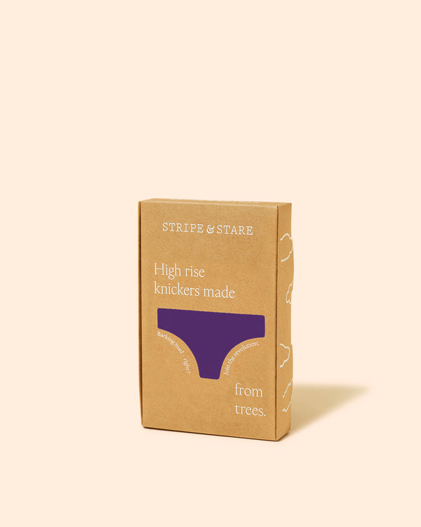 High Rise Brief - Plum Stripe & Stare