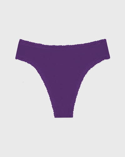 High Waist Thong - Plum Stripe & Stare