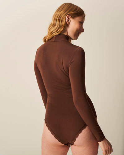 The Polo Bodysuit - Chocolate Stripe & Stare