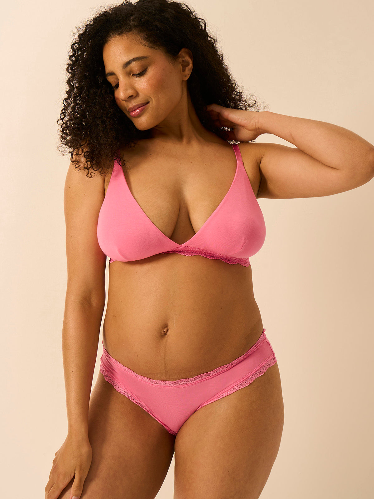 Triangle Lace Bra - Pop Pink