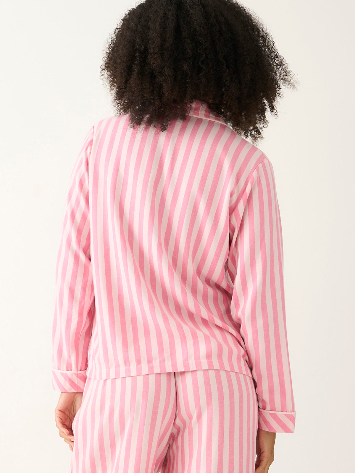 Soft Brushed Woven Pajama Top - Pop Pink Stripe