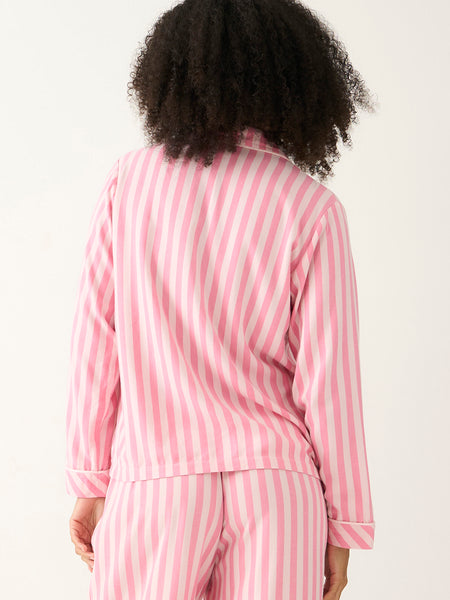 Soft Brushed Woven Pajama Top - Pop Pink Stripe