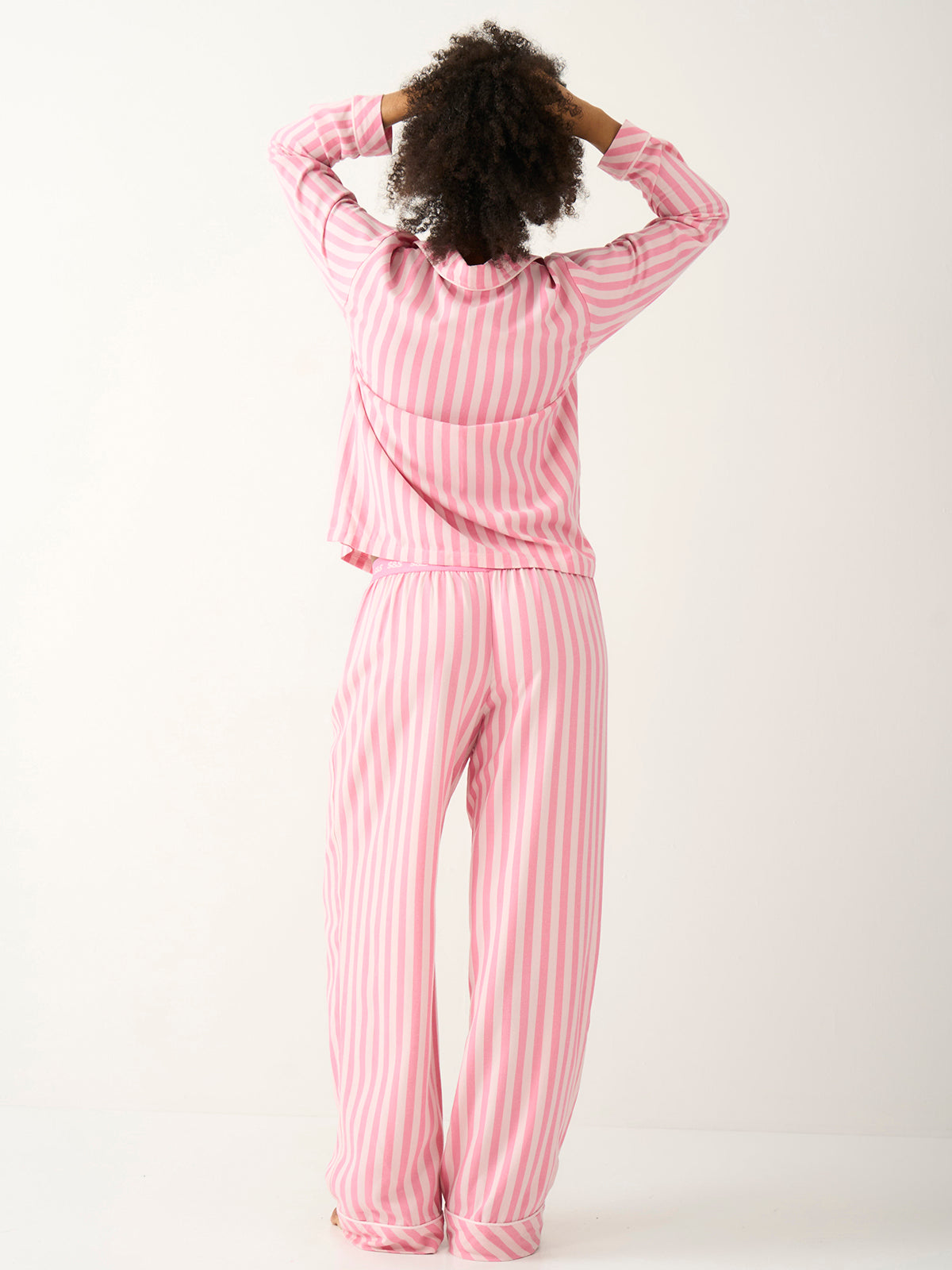 Soft Brushed Woven Pajama Bottoms - Pop Pink Stripe