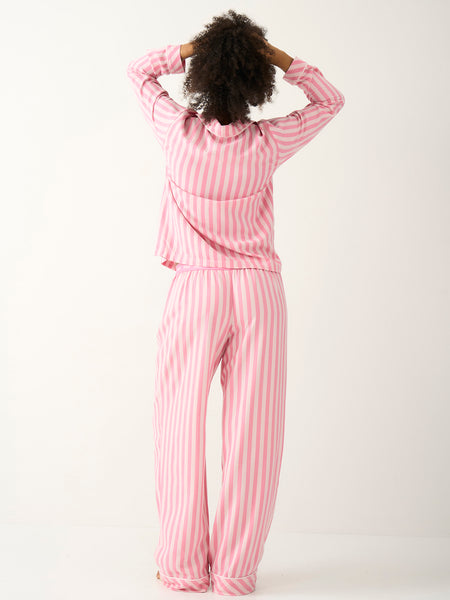 Soft Brushed Woven Pajama Bottoms - Pop Pink Stripe